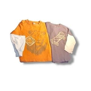 Gymboree Lot Of 2 Boys 3 3T 100% Cotton Long Sleeve Play Shirts Minor Stains PO